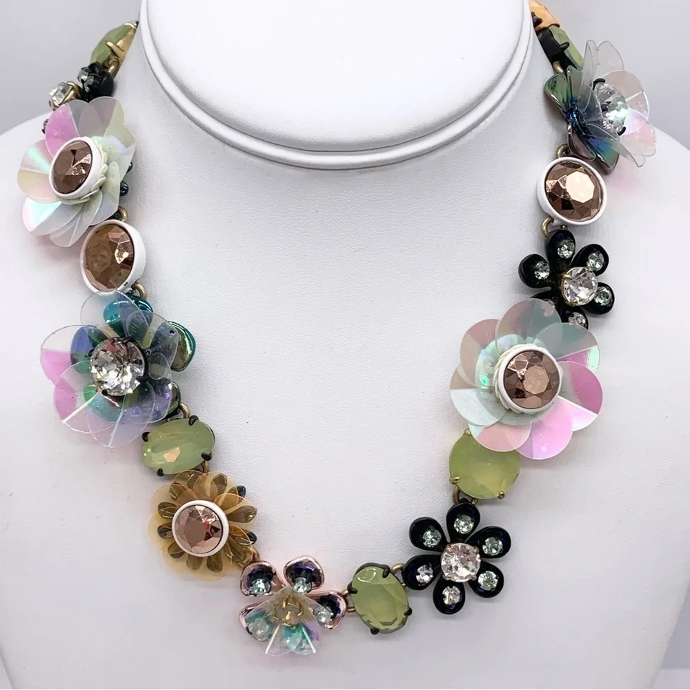 J. Crew Sequin Brulee Flower Necklace
